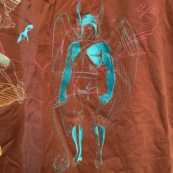 DC Comics Shirt L29 Hawkman Size XL Embroidered Front & Back Graphics Brown - Picture 6 of 12